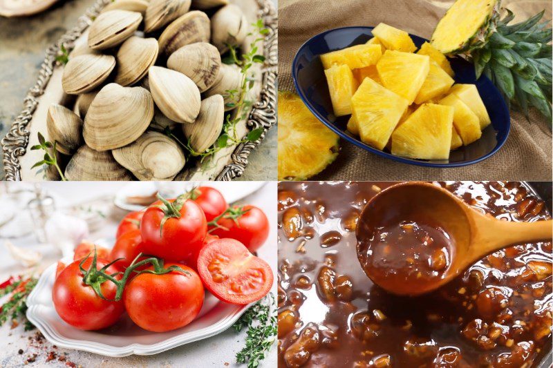 Ingredients for spicy and sour clam noodles
