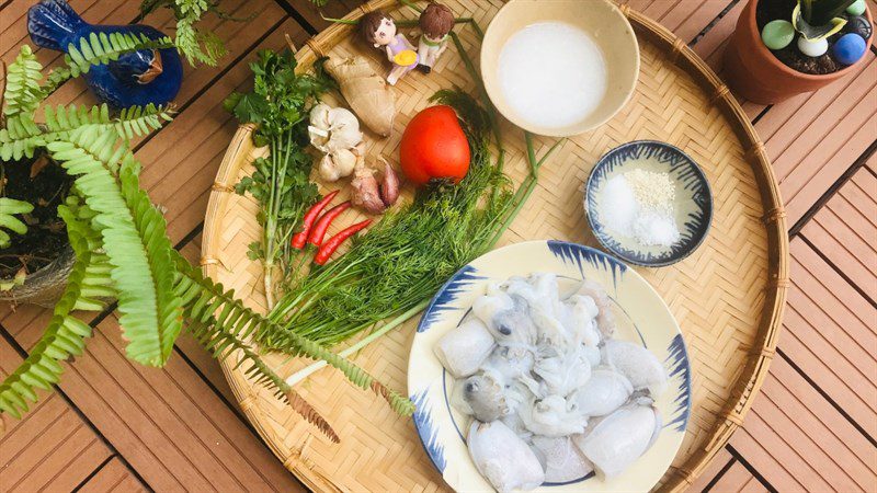 Ingredients for octopus dish with mẻ