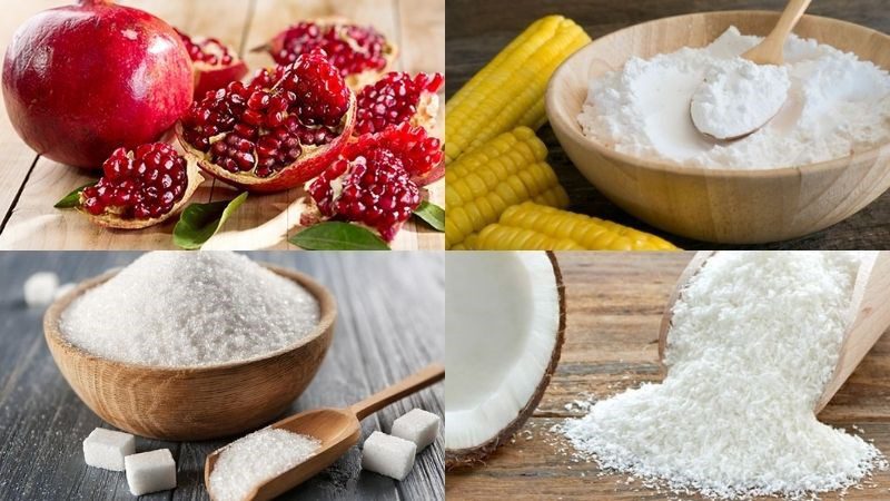 Ingredients for pomegranate jelly dish