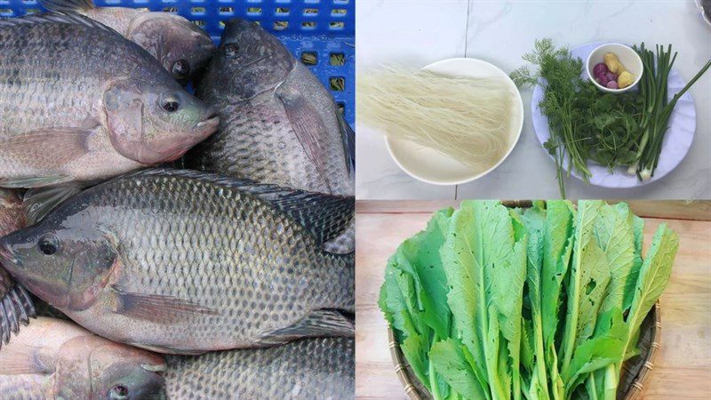 Ingredients for the dish of fish cake with rice noodles