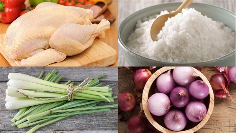Ingredients for steamed chicken with salt