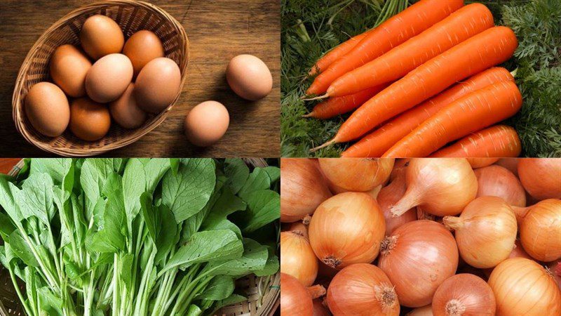 Ingredients for stir-fried vegetable omelet