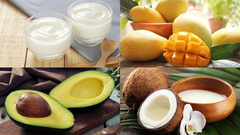 Ingredients for fruit yogurt ice cream and coconut milk fruit yogurt ice cream
