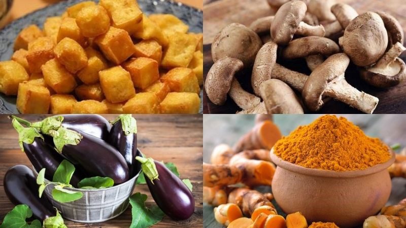 Ingredients for braised eggplant with vegetarian tofu