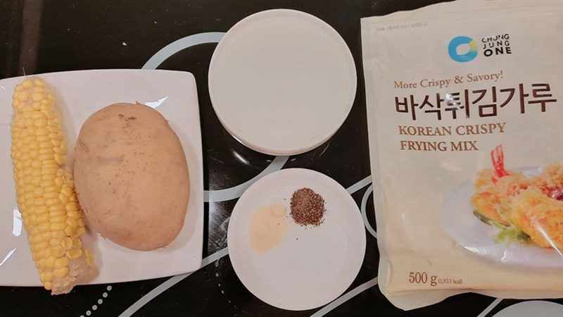 Ingredients for fried potato corn cake