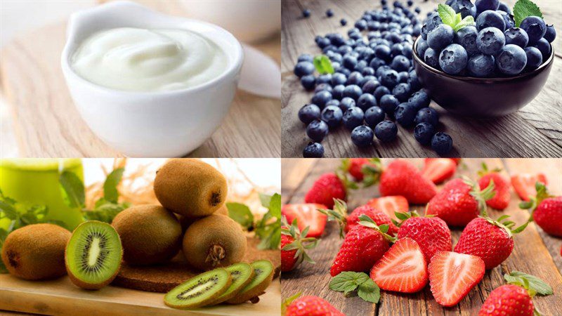 Ingredients for fruit yogurt popsicle and coconut yogurt fruit ice cream