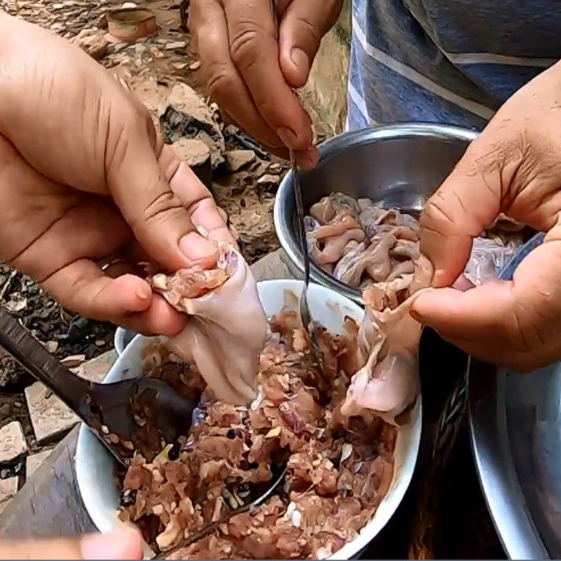 Step 3 Stuff and marinate the fish stomach Stuffed basa fish stomach grilled