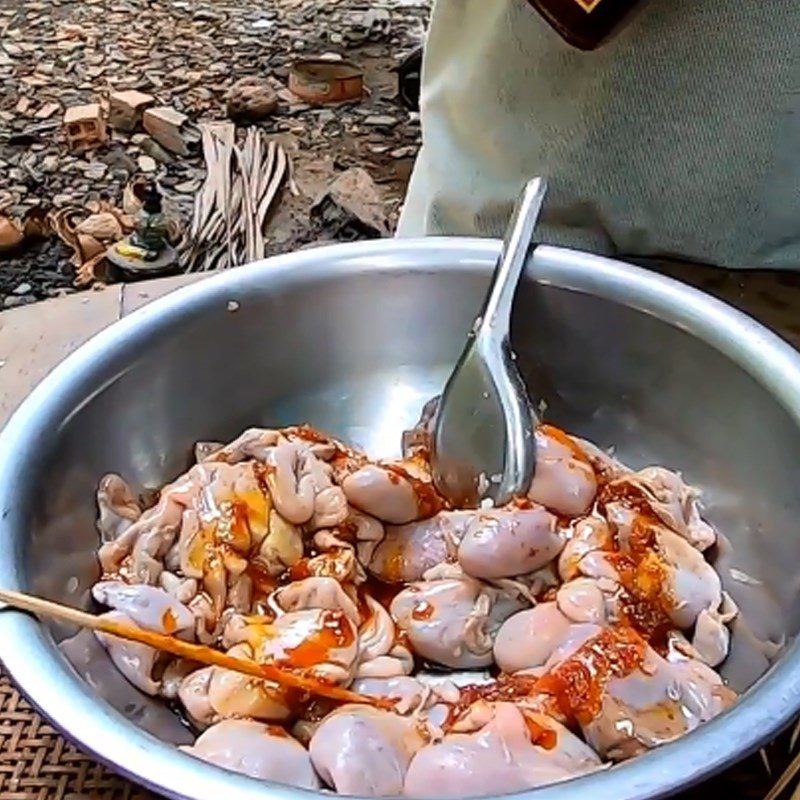 Step 3 Stuff and marinate the fish stomach Stuffed basa fish stomach grilled