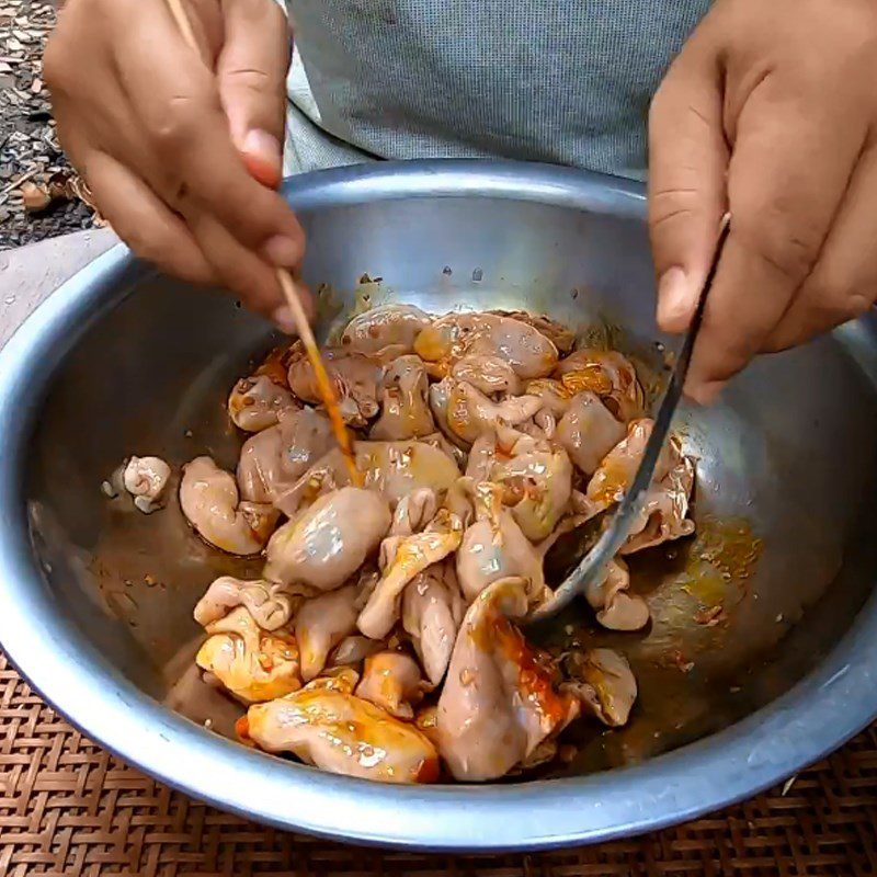 Step 3 Stuff and marinate the fish stomach Stuffed basa fish stomach grilled