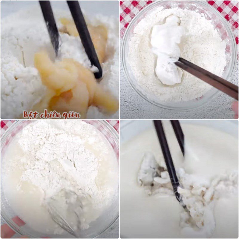 Step 2 Dipping in batter Crispy Boneless Chicken Feet