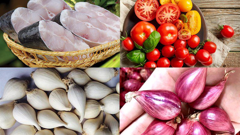 Ingredients for the dish of basa fish braised with tomatoes