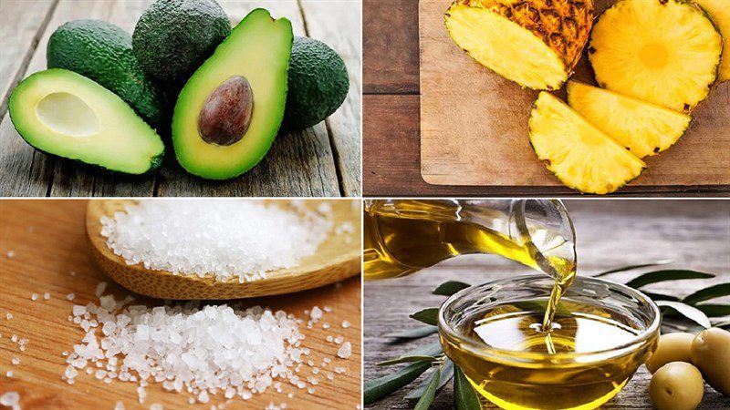 Ingredients for 2 ways to make avocado pineapple salad