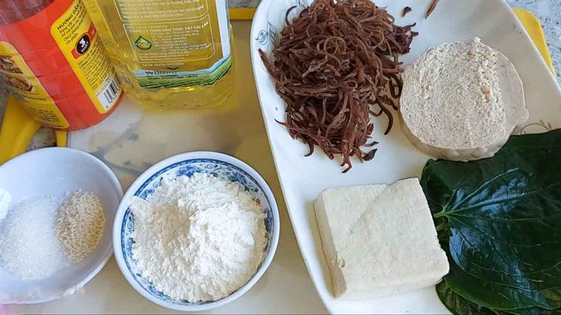 Ingredients for Fried Vegetarian Cake Wrapped in Betel Leaves