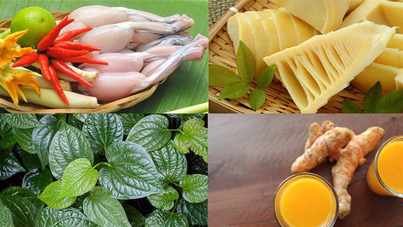 Ingredients for the dish Stir-fried Frog with Fresh Bamboo Shoots
