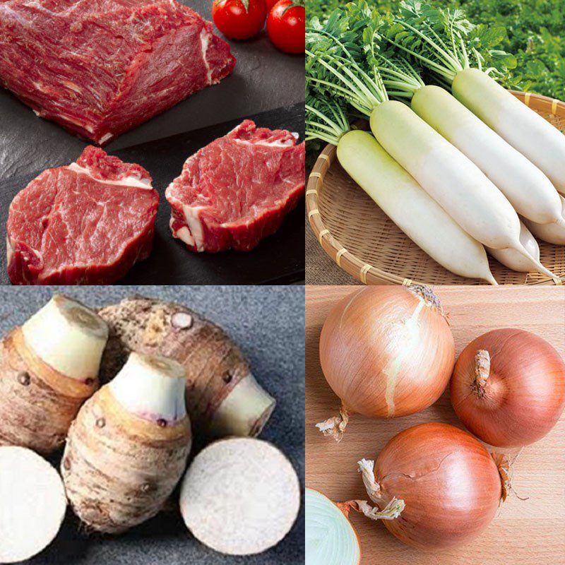 Ingredients for beef soup