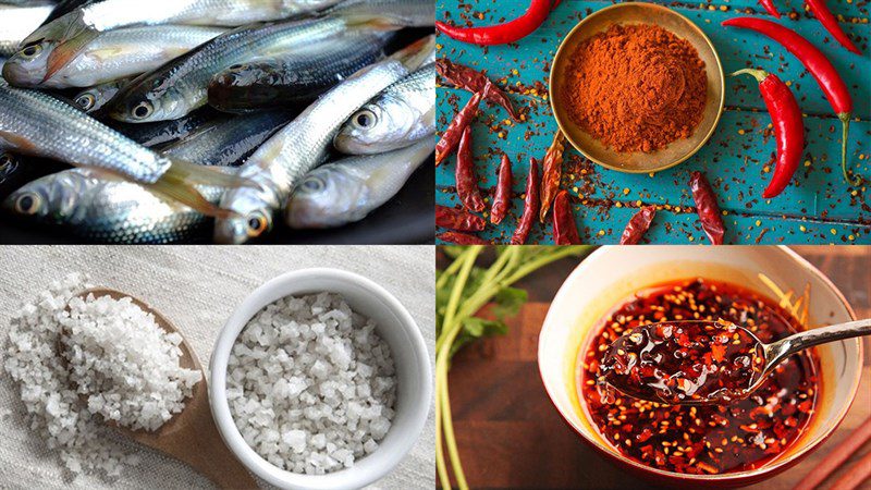 Ingredients for dried fish linh dish
