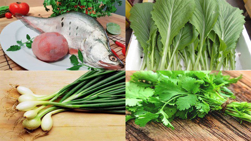 Ingredients for the dish canh cải bẹ xanh cá thác lác