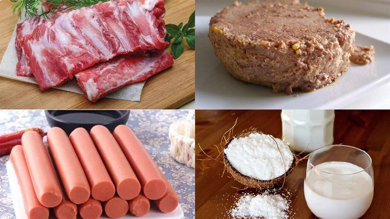 Ingredients for pate ribs and pate sausage ribs