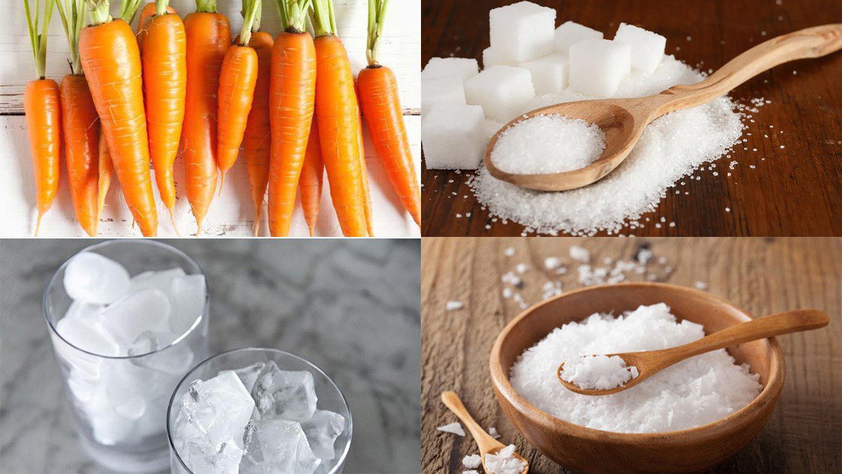 Ingredients for carrot juice using blender, carrot juice with tomato using blender
