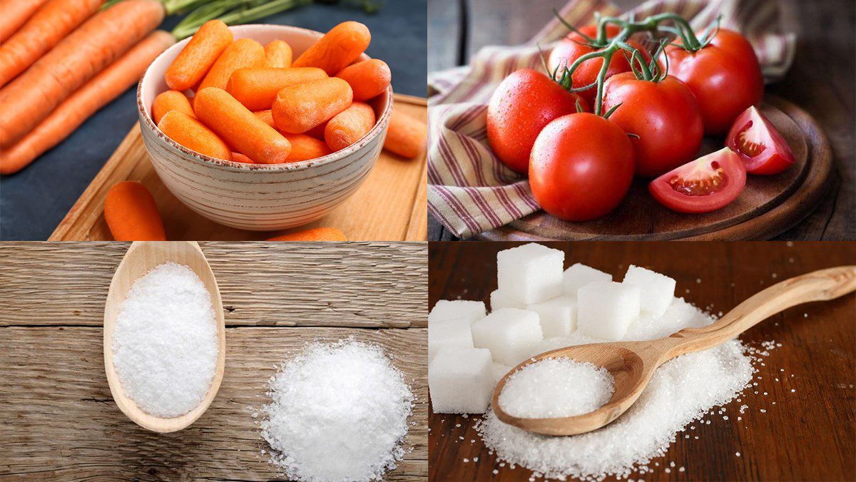 Ingredients for carrot juice using a blender, carrot juice with tomato using a blender
