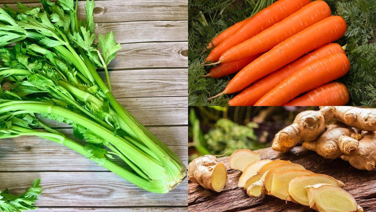 Ingredients for celery carrot juice
