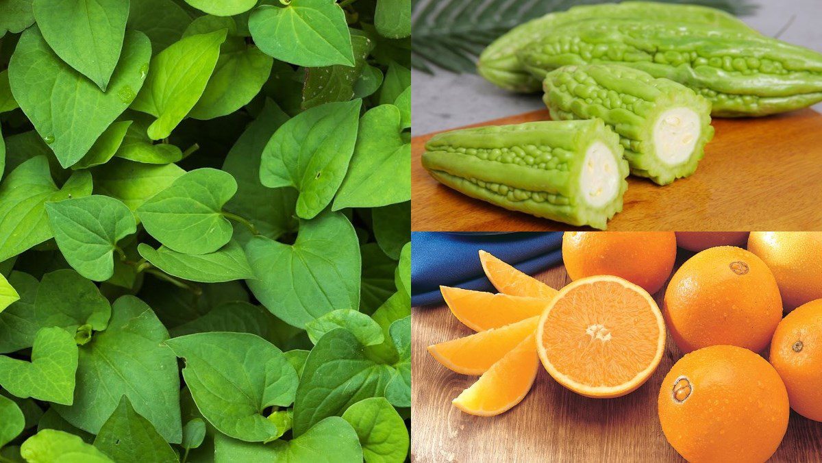 Ingredients for fish mint juice dish