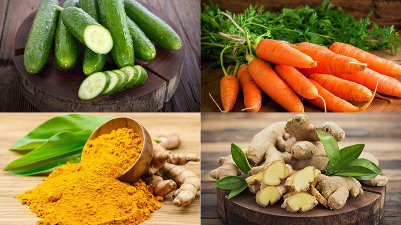 Ingredients for cucumber carrot juice