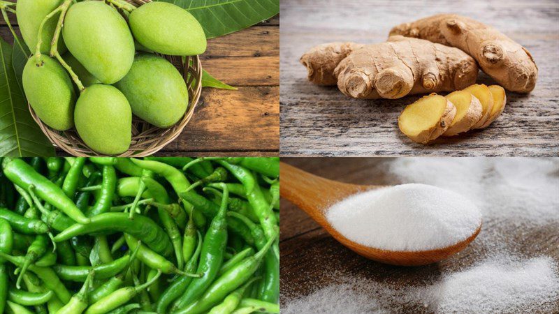 Ingredients for green mango juice