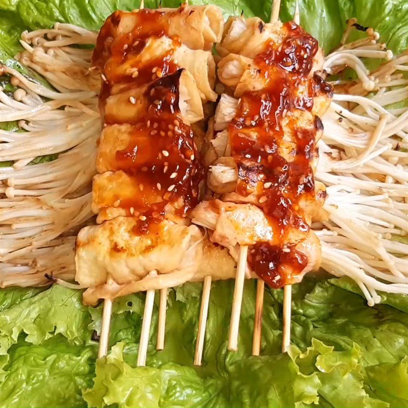 Step 5 Grill the Tofu Grilled enoki mushroom tofu rolls