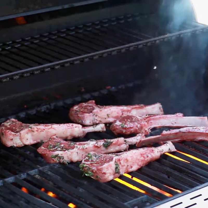 Step 3 Grilling ribs Herb grilled lamb ribs