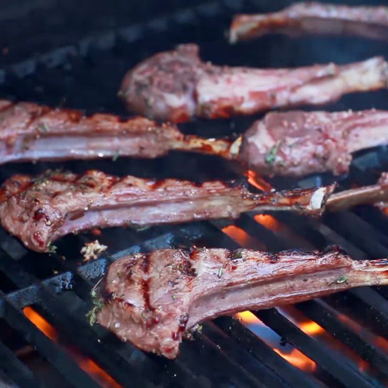 Step 3 Grilling ribs Herb grilled lamb ribs