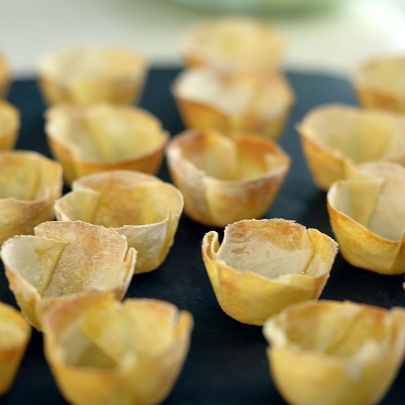 Step 1 Roast the wonton skin for Shrimp Wonton Cocktail Salad