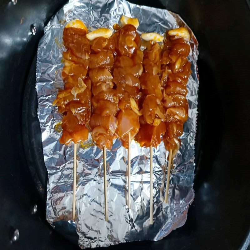 Step 3 Grilling Chicken Skewers Garlic grilled chicken skewers