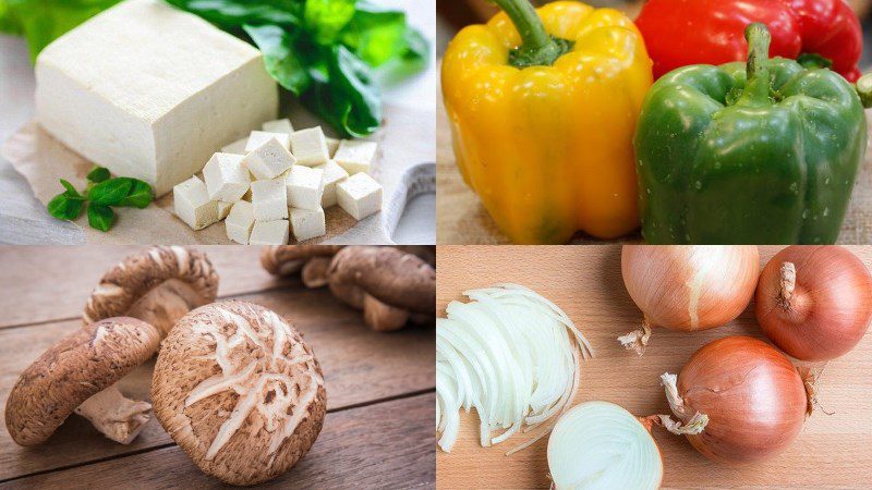 Ingredients for stir-fried tofu with vegetables