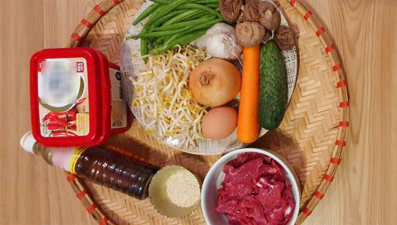 Ingredients for Korean mixed rice dish