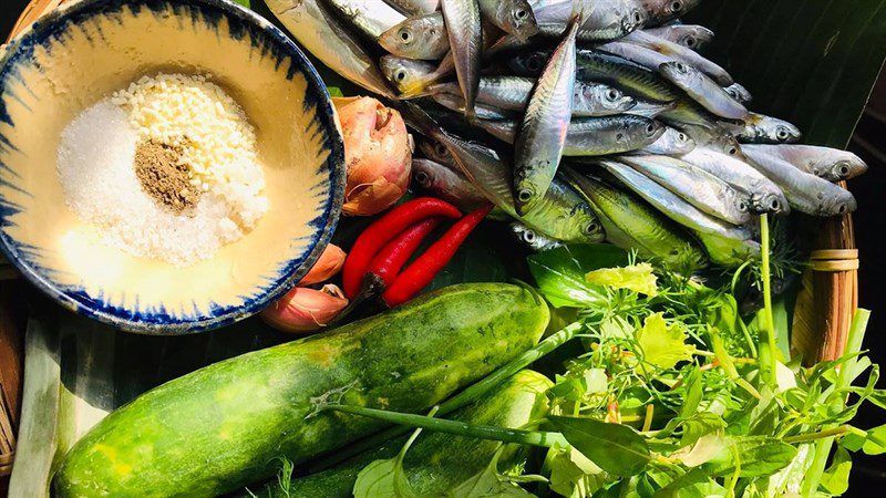Ingredients for steamed mackerel wrapped in rice paper