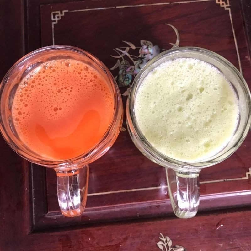 Step 3 Mixing guava carrot juice Guava carrot juice