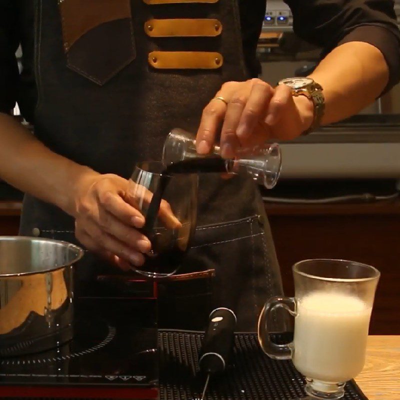 Step 2 Brew and froth the coffee for Hot Silver Coffee