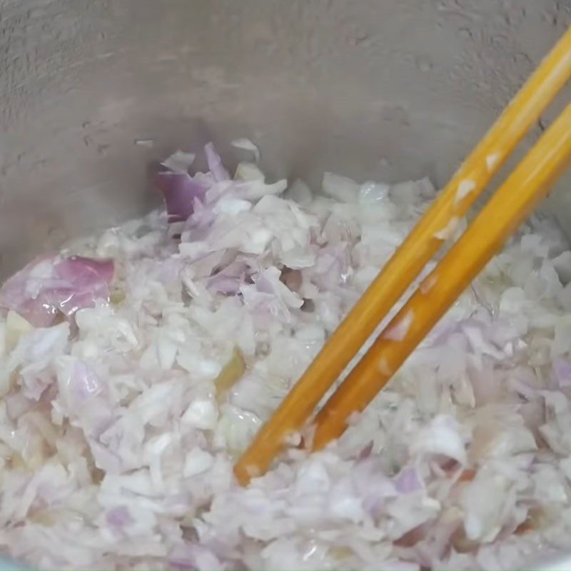 Step 3 Sauté shallots for Fish Spring Rolls