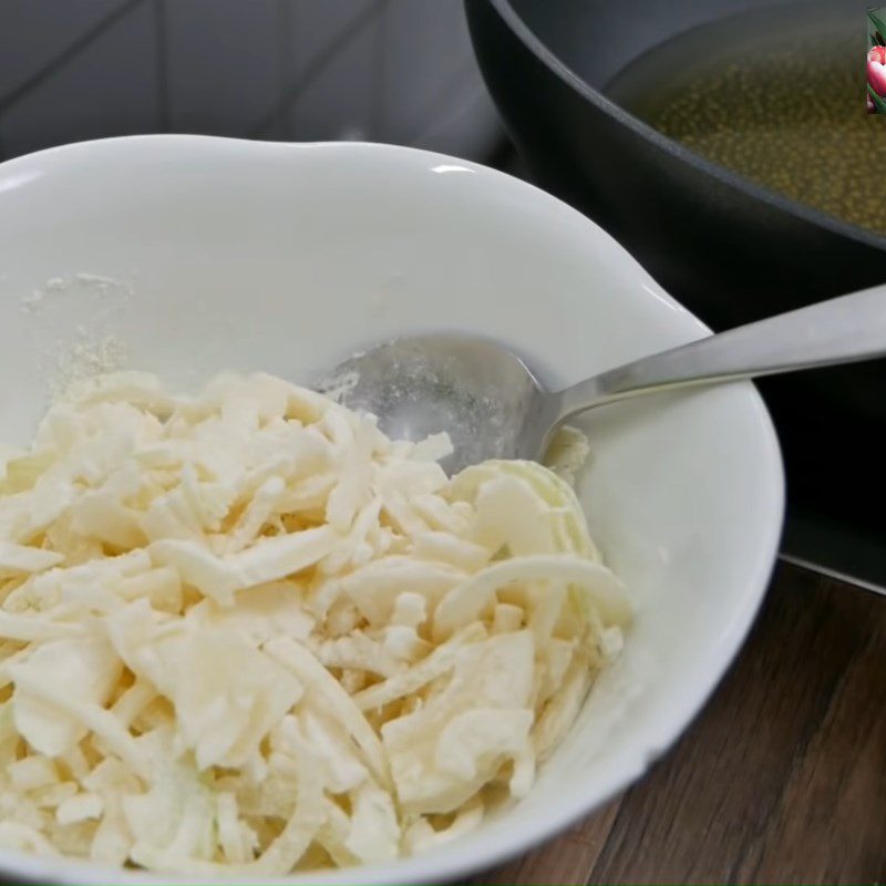 Step 2 Sautéing onions and garlic Beef cabbage salad