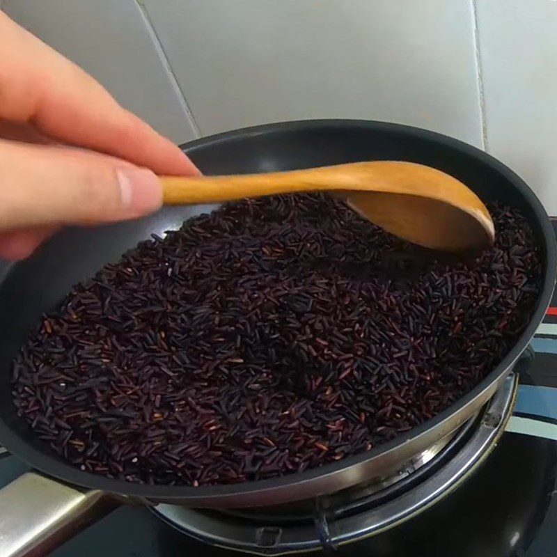 Step 2 Roast and Cook the Sticky Black Rice Sticky Rice with Coconut Milk