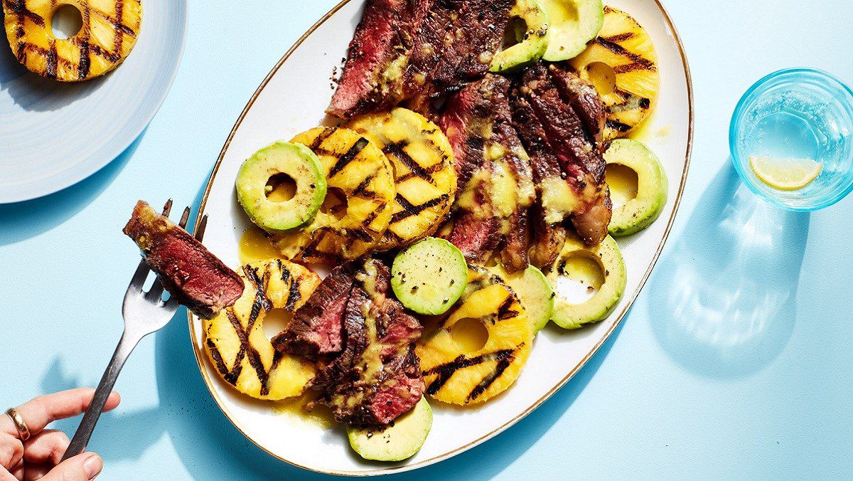 Pineapple Avocado Beef Steak Salad