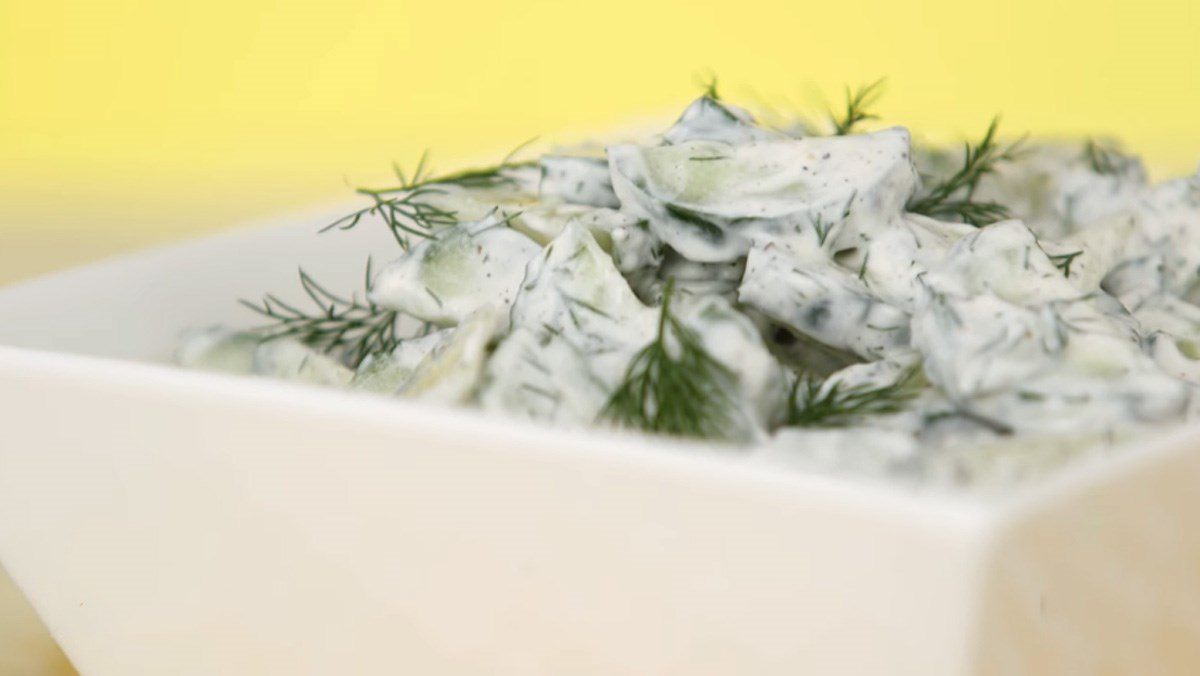 Cucumber salad with cream dressing