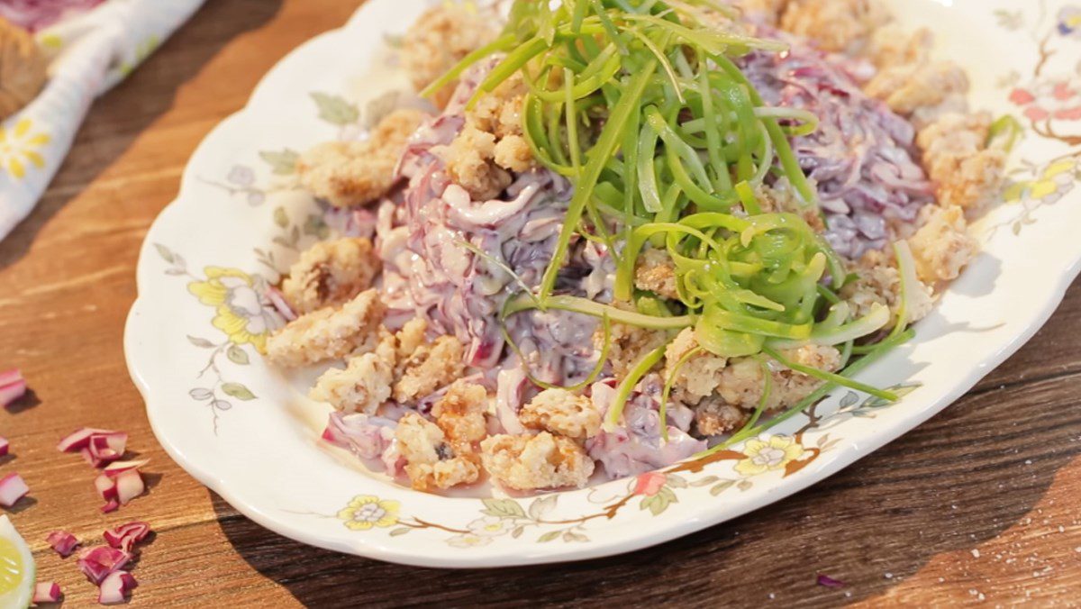 Purple cabbage walnut salad