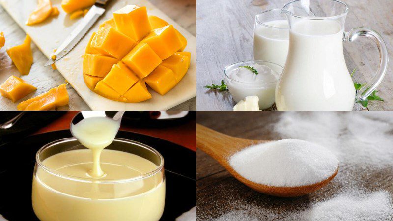 Ingredients for mango smoothie