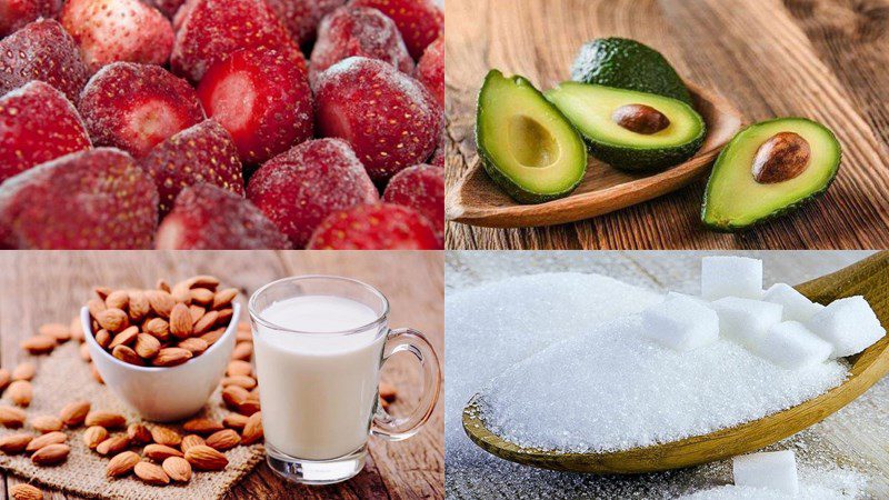 Ingredients for strawberry avocado smoothie