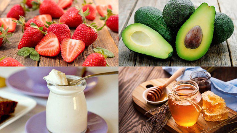 Ingredients for avocado strawberry smoothie