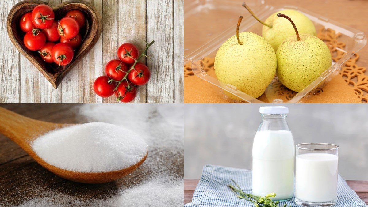 Ingredients for tomato pear smoothie