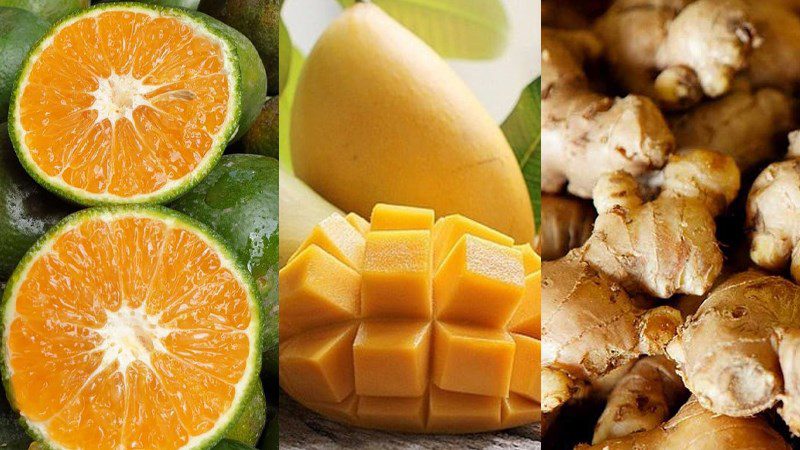 Ingredients for mango orange smoothie