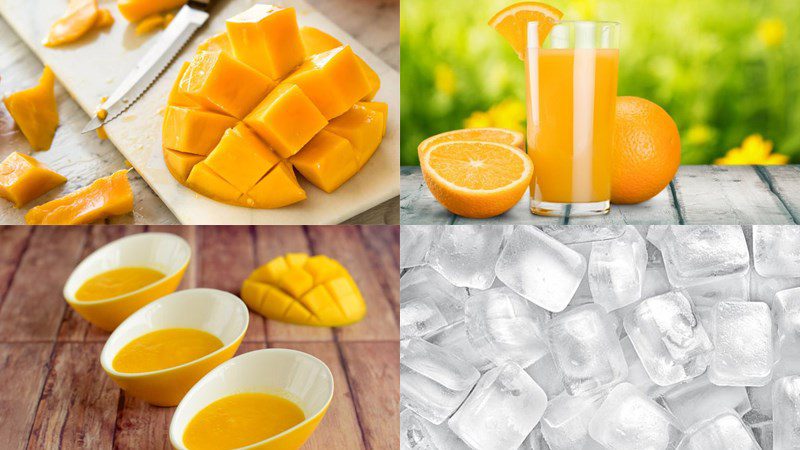 Ingredients for mango orange smoothie